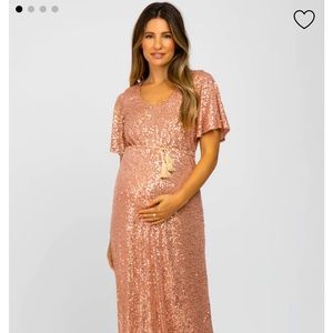 Rose Gold Sequin Maternity Gown